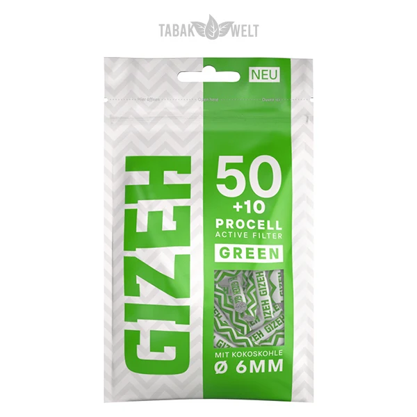 Gizeh Green Aktivkohlefilter Procell Active Filter Beutel 60 x 6 mm
